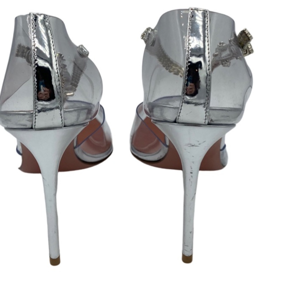 NWOB Amina Muaddi Ursina Glass Crystal-embellished PVC Pointed Toe Heels - Picture 6 of 10